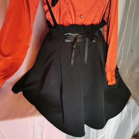 MA*RS Outfit Small Jirai Kei Set Black Red Goth Halloween Blouse Skirt Cosplay - Picture 4 of 7